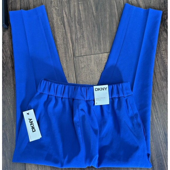 DKNY Women's Elasticated-Back Slim-Leg Ankle Pants Royal Blue Size 2 - Picture 9 of 10